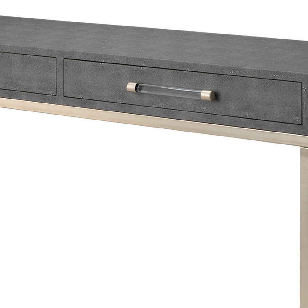 Console Table with Two Drawers and Metal Base Gray BM241136