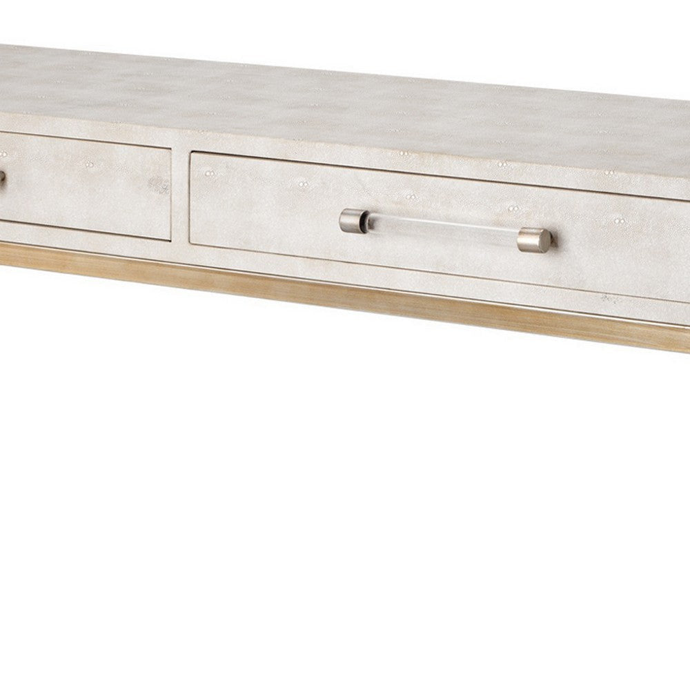 Console Table with Two Drawers and Metal Base, White By Casagear Home