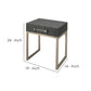 Side Table with One Drawer and Metal Base, Gray By Casagear Home