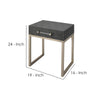 Side Table with One Drawer and Metal Base Gray By Casagear Home BM241138