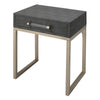 Side Table with One Drawer and Metal Base, Gray By Casagear Home