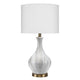 Table Lamp with Gourd Shaped Ceramic Body White and Brass By Casagear Home BM241155