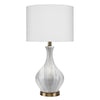 Table Lamp with Gourd Shaped Ceramic Body White and Brass By Casagear Home BM241155