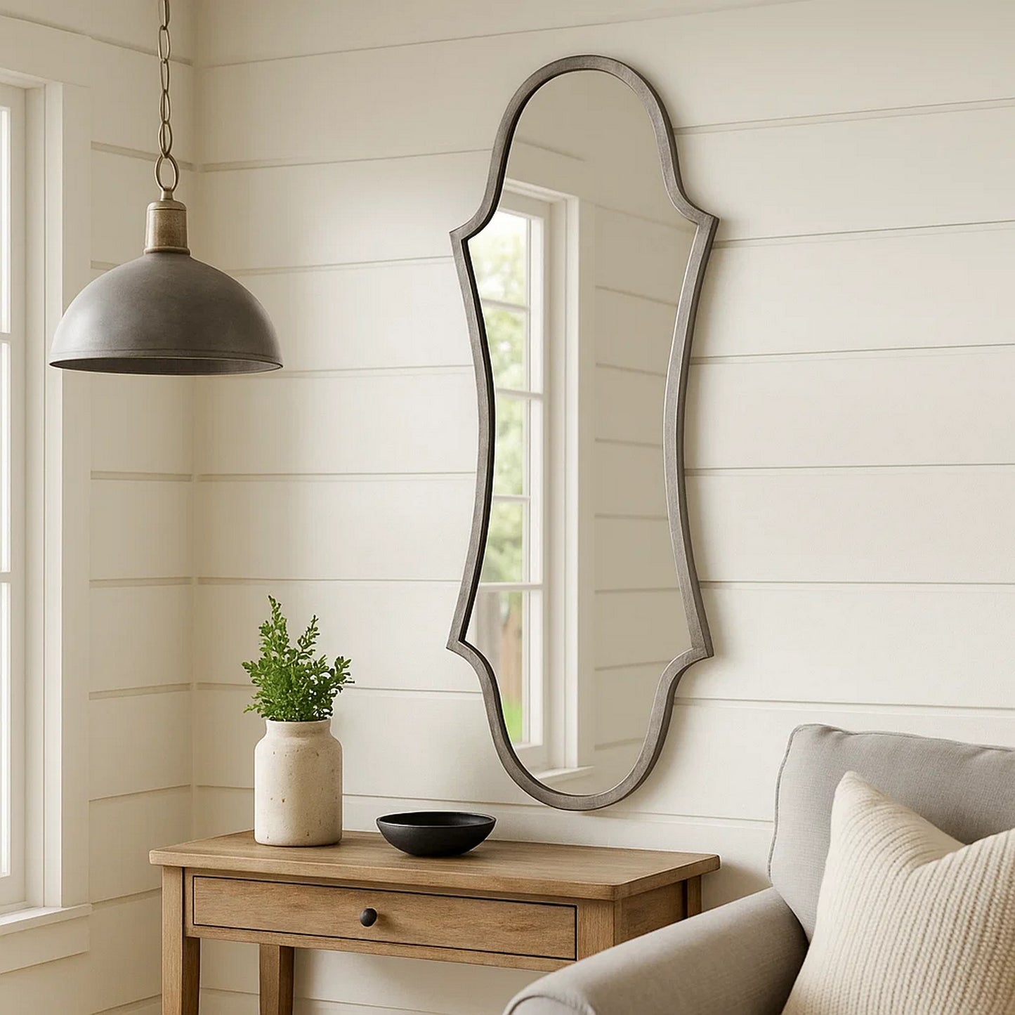 Mirror | Arched Design | Metal Frame | Antique Silver