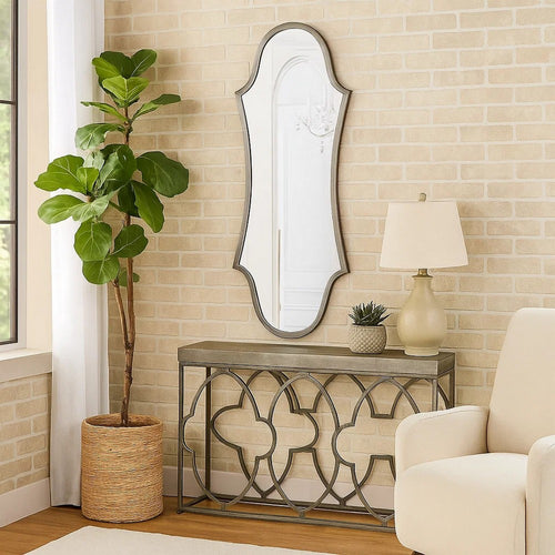 Mirror | Arched Design | Metal Frame | Antique Silver