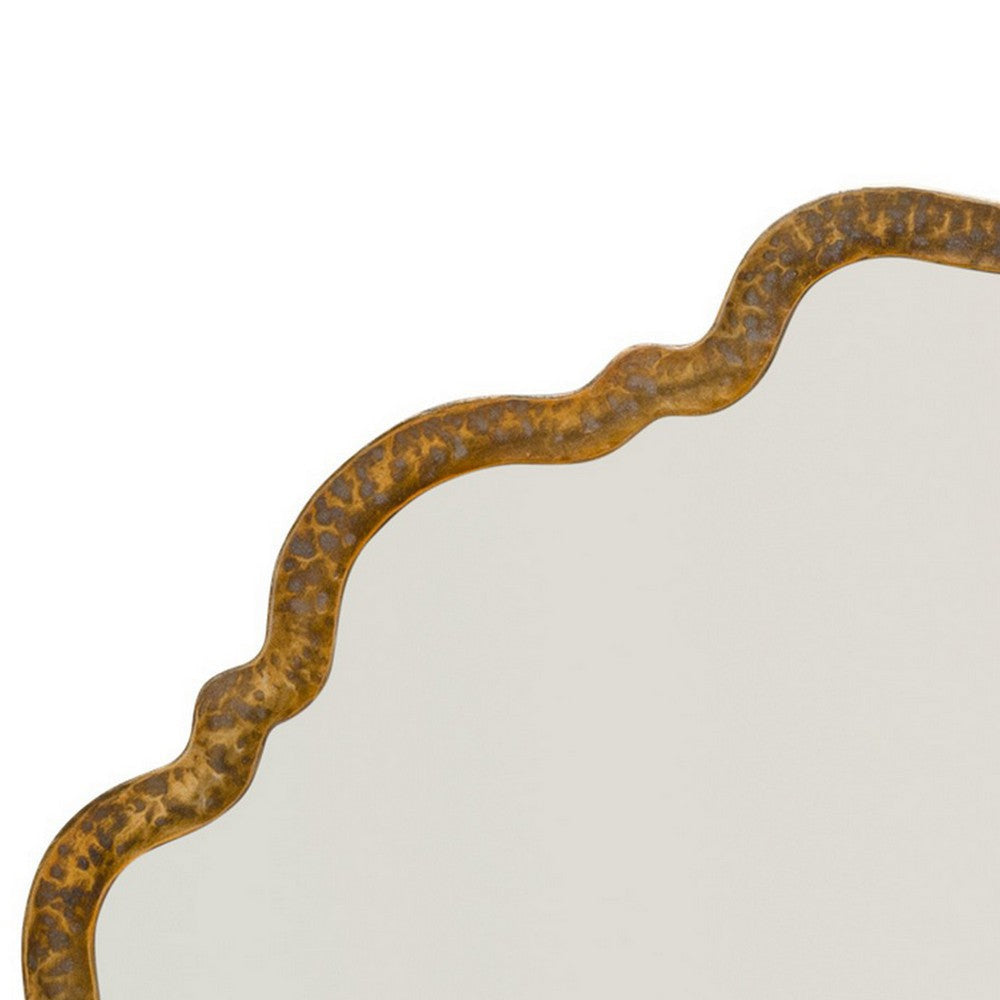 Mirror with Scalloped Design and Metal Frame Antique Gold BM241161