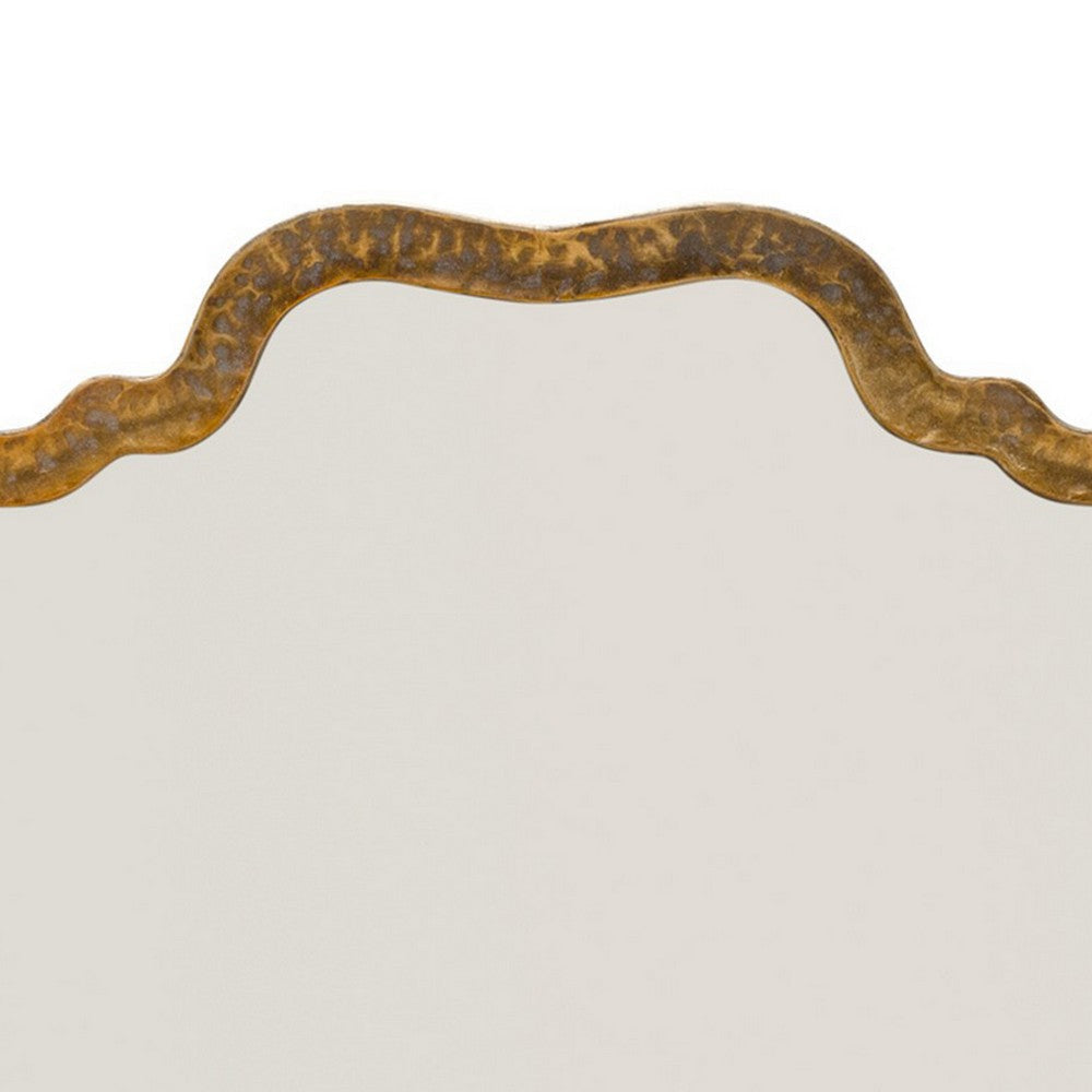Mirror with Scalloped Design and Metal Frame Antique Gold BM241161
