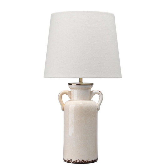 Table Lamp | Drum Shade | Amphora Ceramic Base | Off White
