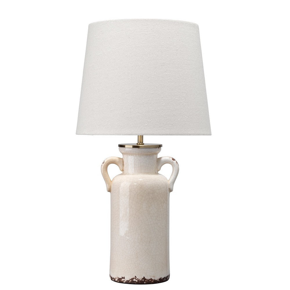 Table Lamp | Drum Shade | Amphora Ceramic Base | Off White