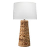Table Lamp with Drum Shade and Seagrass Base, White and Brown By Casagear Home