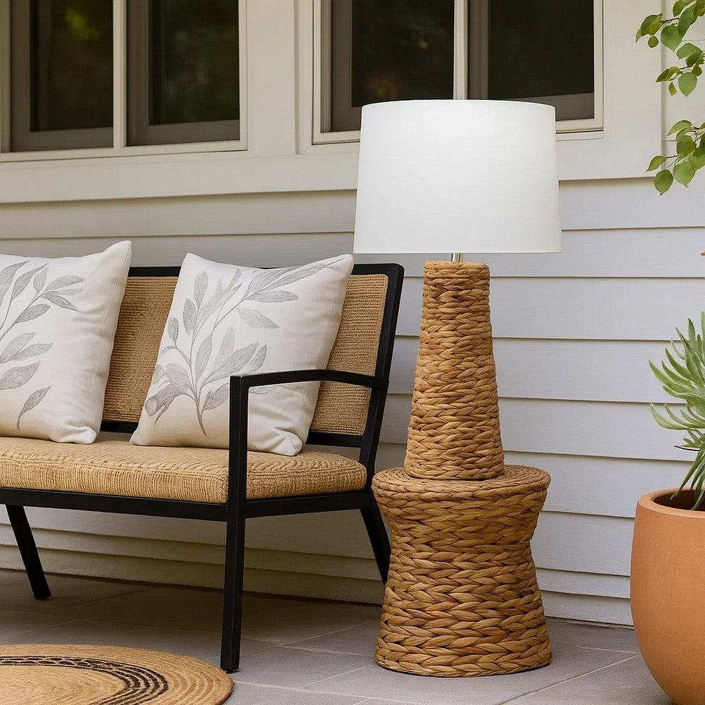 Table Lamp | Drum Shade | Seagrass Base | White & Brown