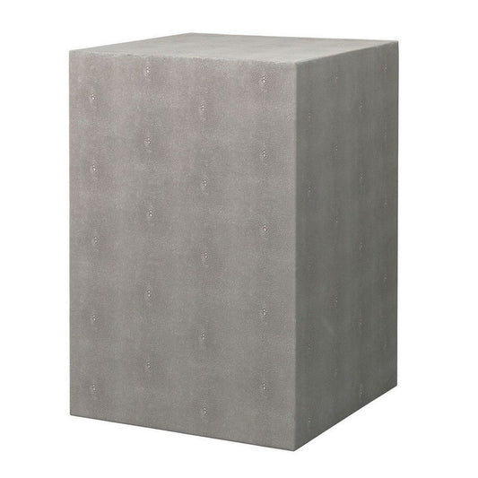 Side Table with Square Frame and Faux Shagreen Accent, Gray By Casagear Home
