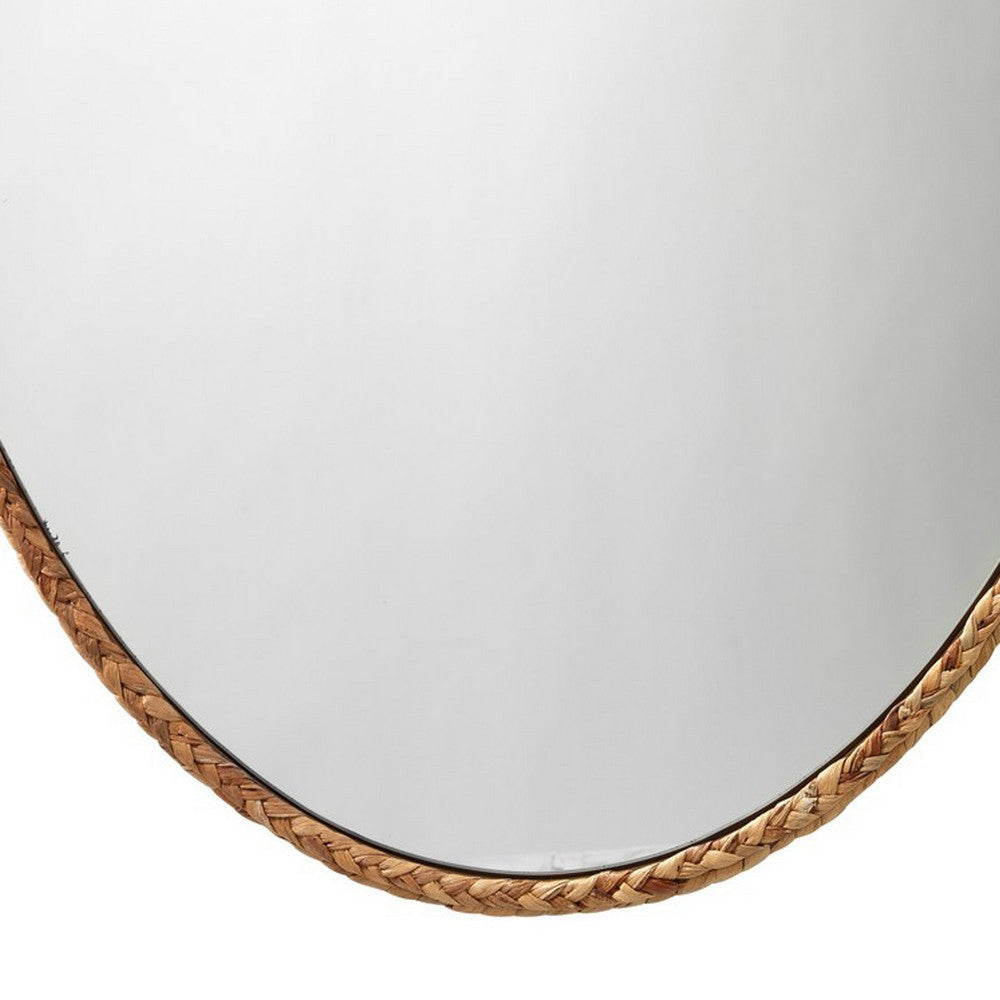 Mirror with Oval Encasing and Seagrass Braiding, Brown By Casagear Home