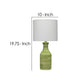 Table Lamp with Drum Shade and Ceramic Swirl Design Base, Green By Casagear Home