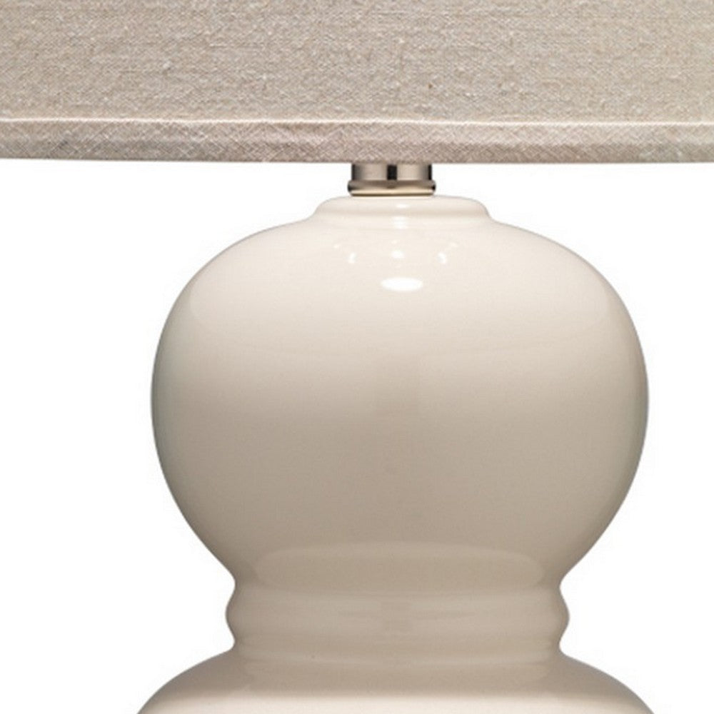 Table Lamp with Stacked Bellied Design Ceramic Base, Cream By Casagear Home