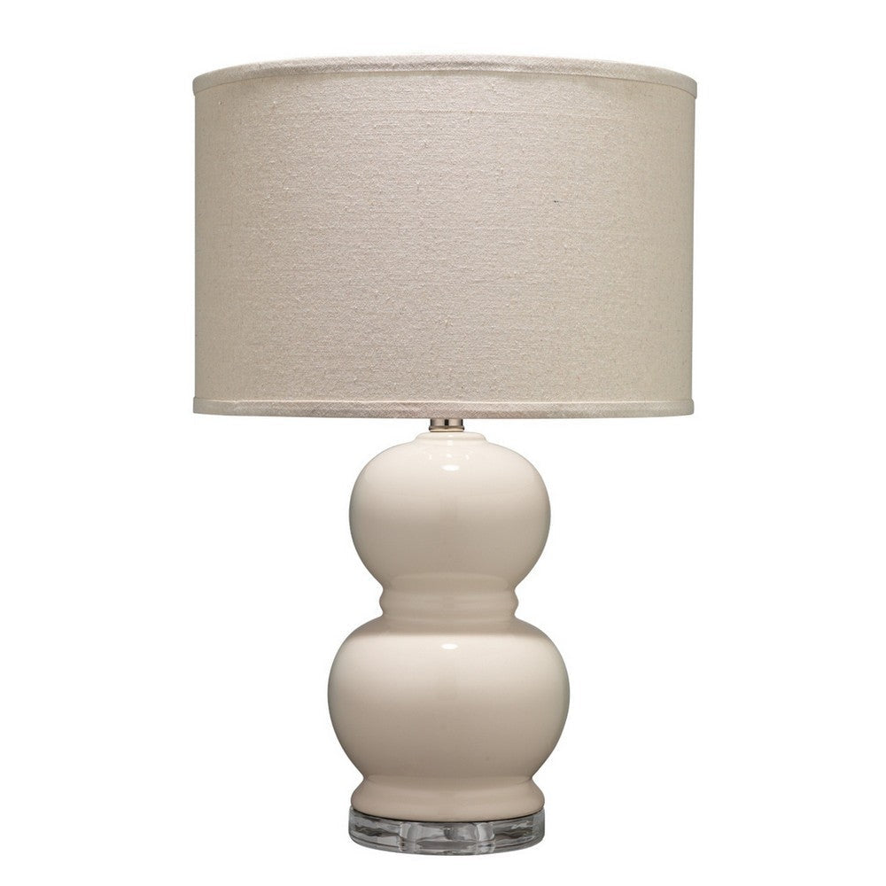 Table Lamp | Stacked Bellied Ceramic Base | Cream