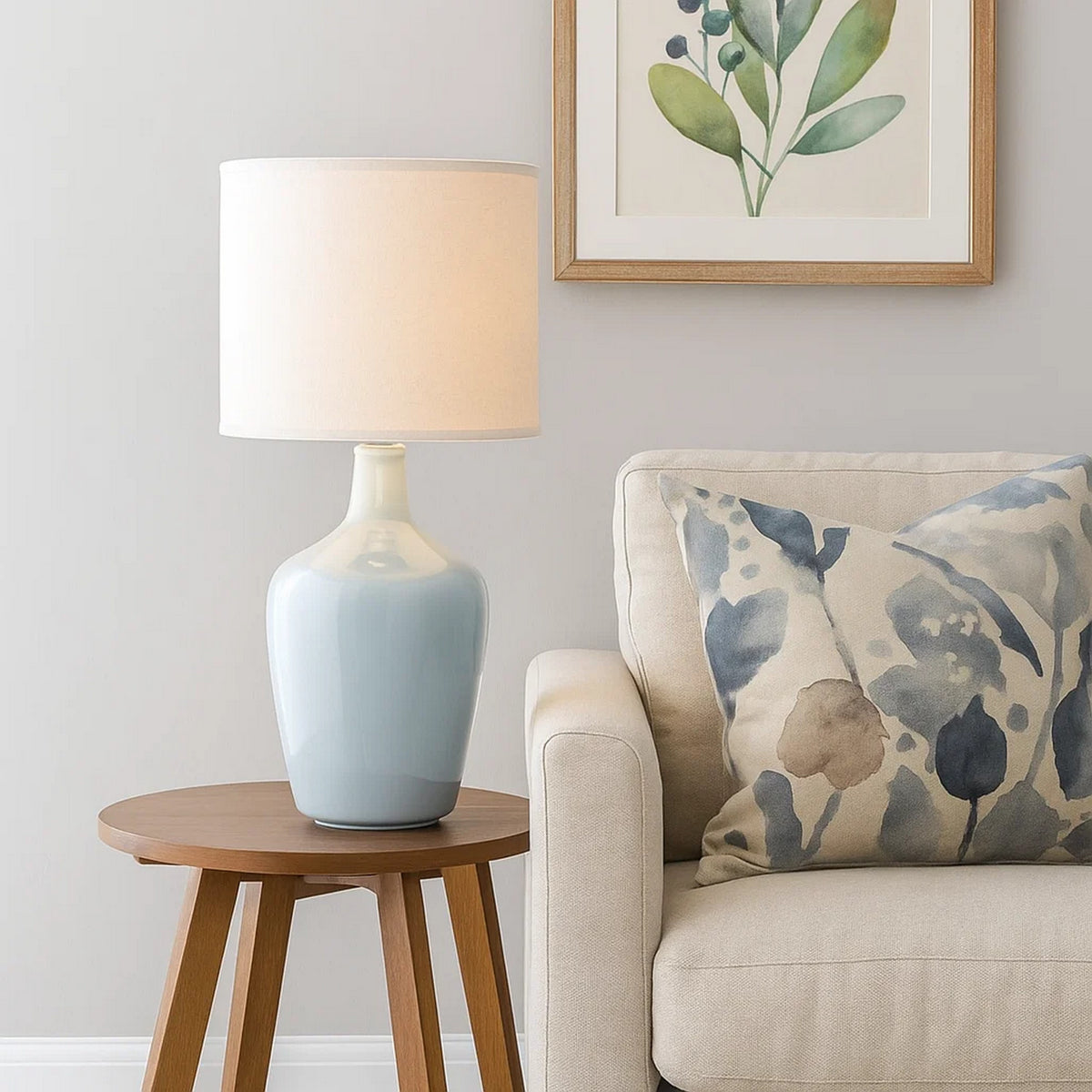 Table Lamp | Bellied Ceramic Base | Gray