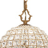 Pendant Chandelier with Dome Metal Frame and Crystal Accents, Gold By Casagear Home