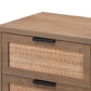Side Table with MDF Frame and 2 Rattan Weaving Front Drawers, Brown By Casagear Home