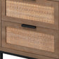 Side Table with MDF Frame and 2 Rattan Weaving Front Drawers, Brown By Casagear Home