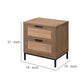 Side Table with MDF Frame and 2 Rattan Weaving Front Drawers, Brown By Casagear Home