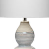 Ceramic Table Lamp with Neutral Waves Pattern White and Blue By Casagear Home BM241219