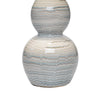 Ceramic Table Lamp with Neutral Waves Pattern White and Blue By Casagear Home BM241219