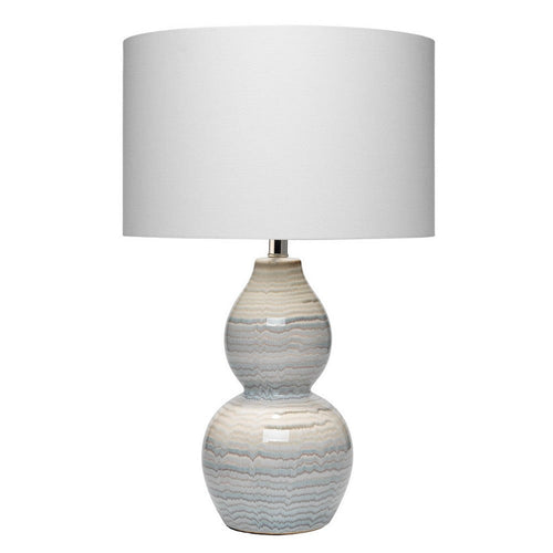 Table Lamp | Ceramic | Neutral Waves Pattern | White & Blue