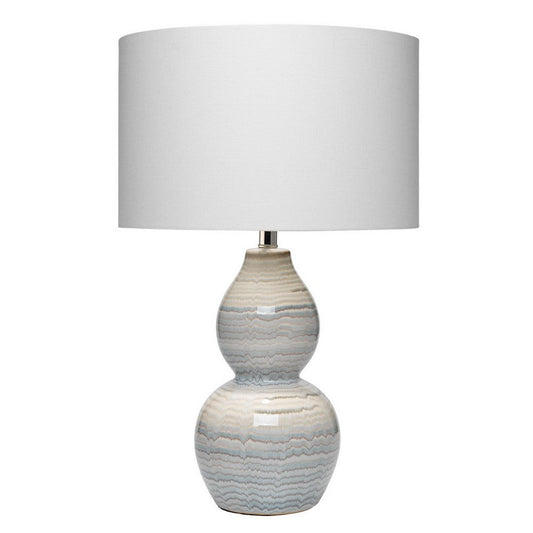 Table Lamp | Ceramic | Neutral Waves Pattern | White & Blue
