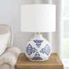 Table Lamp | Ceramic Base | Floral Pattern | White