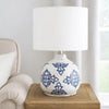 Table Lamp | Ceramic Base | Floral Pattern | White