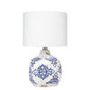 Table Lamp | Ceramic Base | Floral Pattern | White