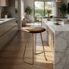 Reign Counter Stool | Vertical Channel Stitch | Brown | Brass