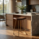 Reign Counter Stool | Vertical Channel Stitch | Brown | Brass