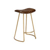 Reign Counter Stool | Vertical Channel Stitch | Brown | Brass