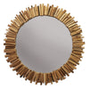 Wall Mirror with Irregular Arranged Wooden Twigs Round Frame, Brown
