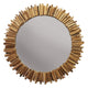 Wall Mirror with Irregular Arranged Wooden Twigs Round Frame, Brown