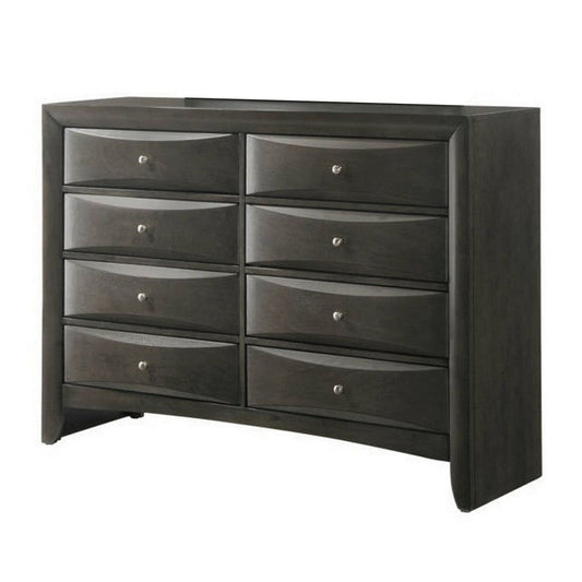 Noah Dresser | 8 Drawer | Beveled Front | Gray