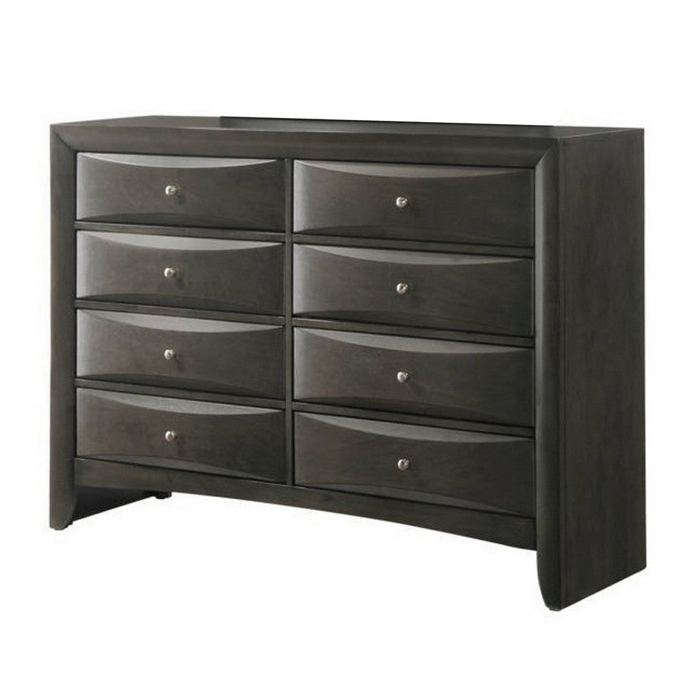 Noah Dresser | 8 Drawer | Beveled Front | Gray