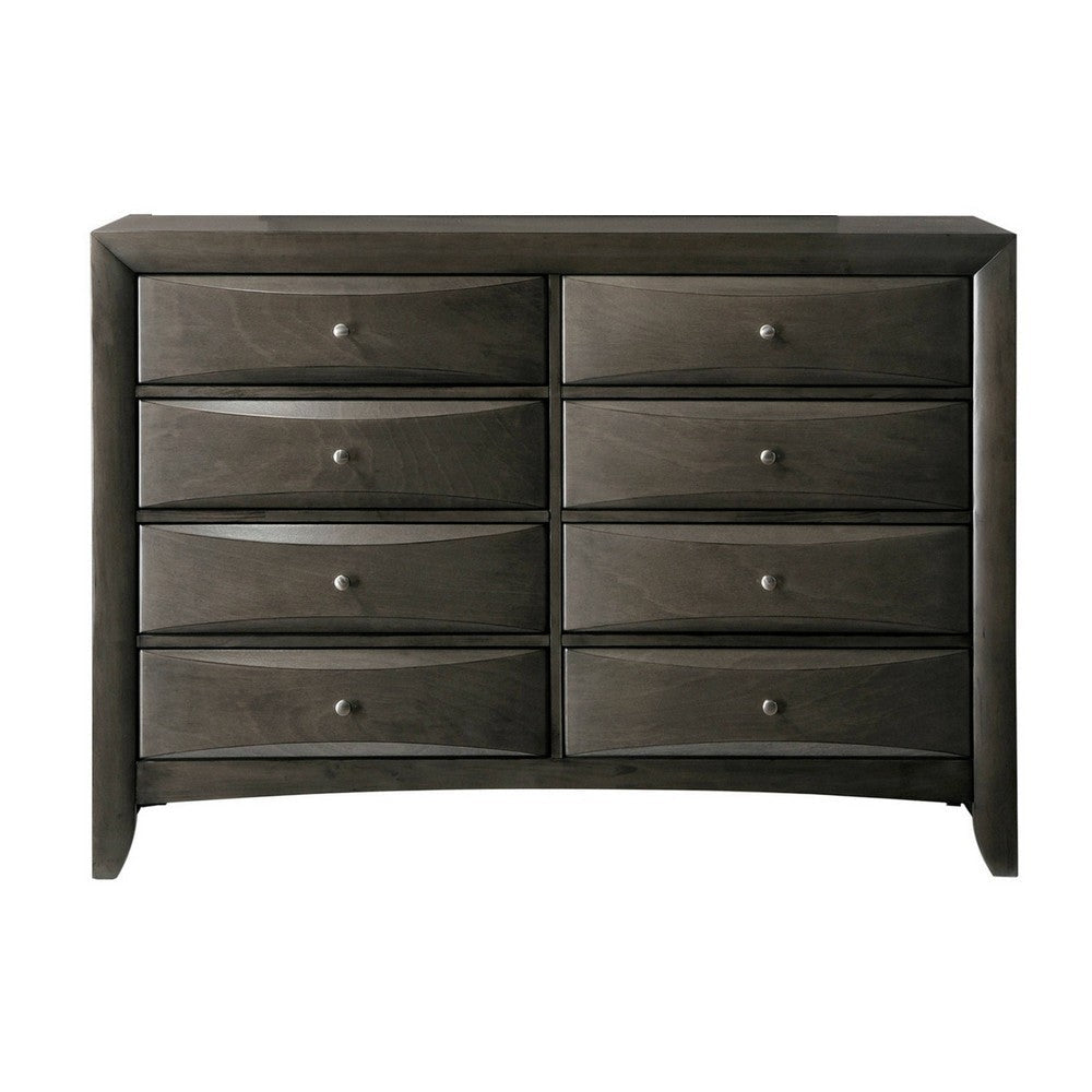 Dresser with Beveled Front 8 Storage Drawers Gray By Casagear Home BM241245