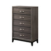 Finn Tall Dresser Chest | 5 Drawer | Wood Grain Details | Gray