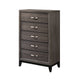 Finn Tall Dresser Chest | 5 Drawer | Wood Grain Details | Gray