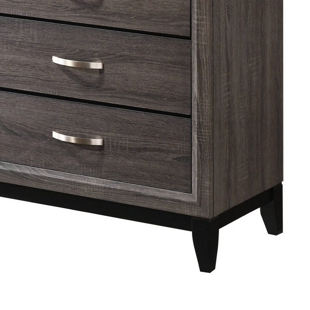 Chest with 5 Storage Drawers and Grain Details Gray By Casagear Home BM241250