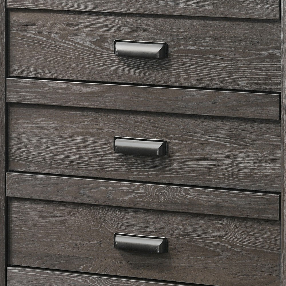 Chest with 5 Storage Drawers and Metal Pulls Taupe Brown BM241261