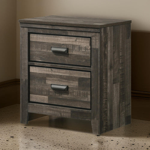 Axel Nightstand | 2 Drawer | Butcher Block Design | Brown