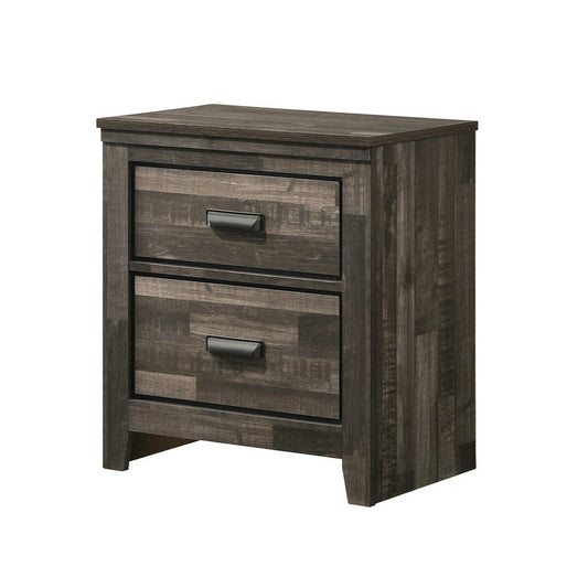 Nightstand with 2 Drawers and Butcher Block Design, Brown By Casagear Home