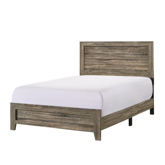 Full Size Wooden Bed with Panel Design Headboard, Rustic Brown By Casagear Home