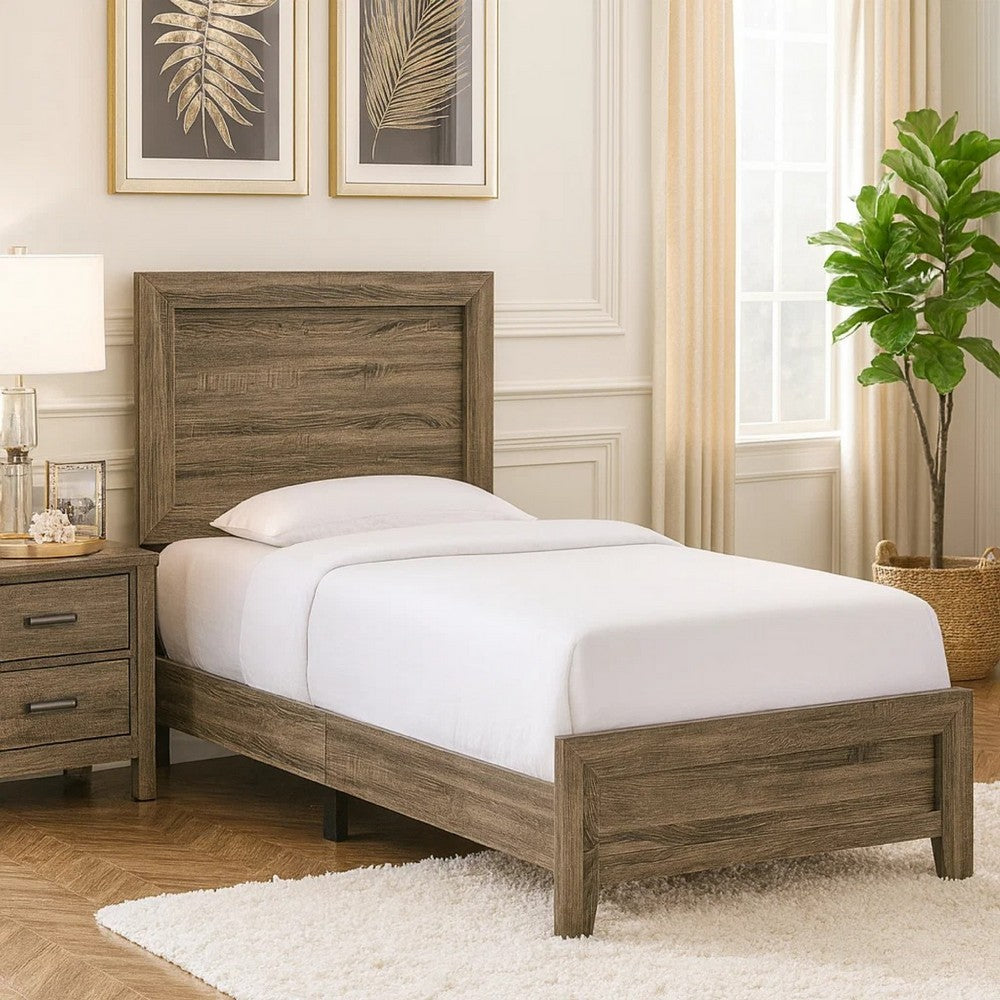 Orin Twin Bed | Panel Headboard | Cherry Brown