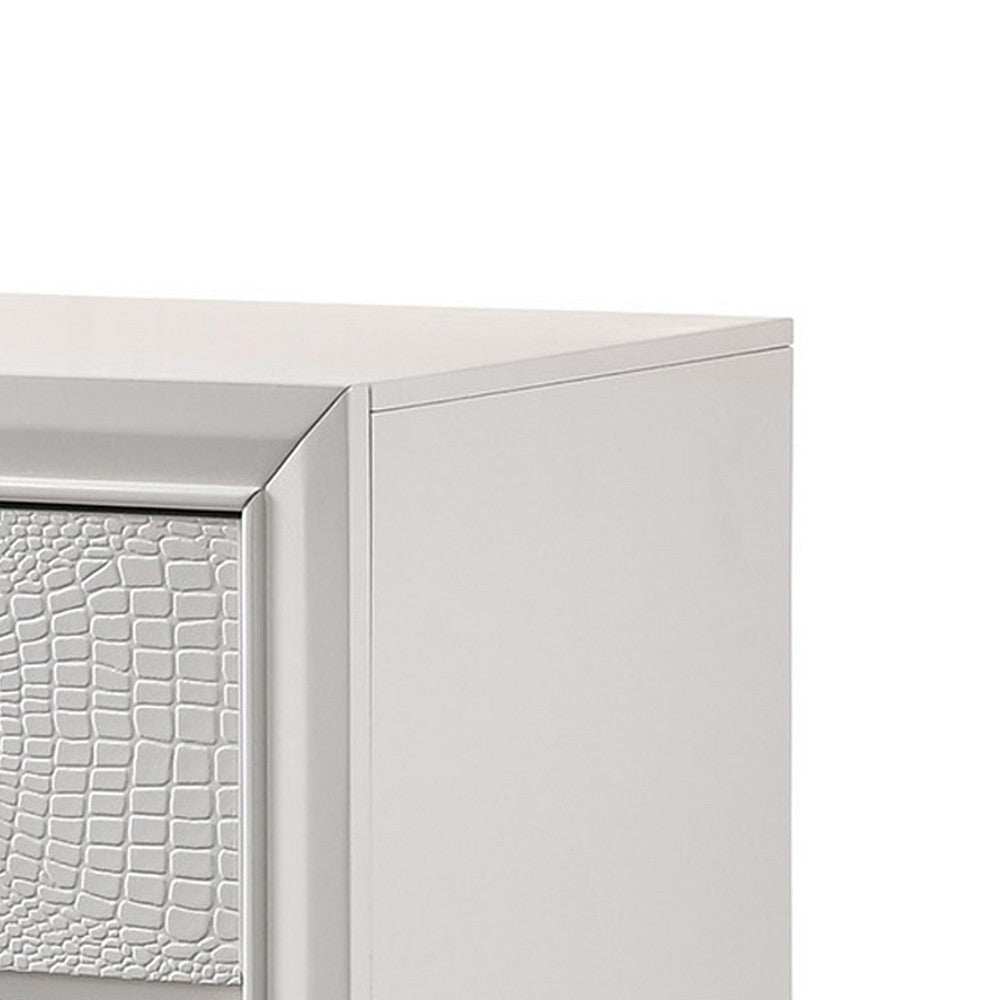 Nightstand with Textured Pattern and 2 Drawers White BM241288