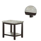 End Table with Textured Marble Top and 1 Slatted Shelf, Brown By Casagear Home